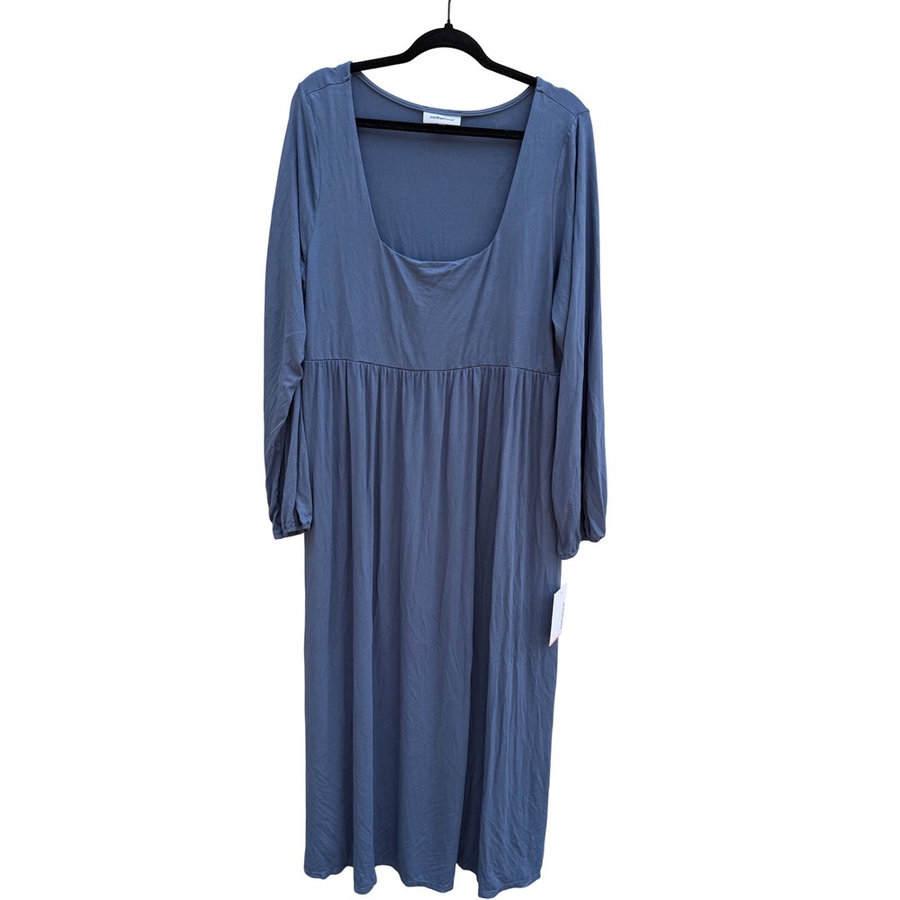 Motherhood Maternity Slate Blue Long Sleeve Empire Waist Midi Dress XL NWT